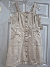 SO DENIM DRESS FRONT BUTTONS SIZE MEDIUM NEW WITH TAG,BEIGE COLOR