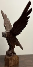 10" Large Wooden Handmade American Eagle Statue Figurine Sculpture Hand Carved