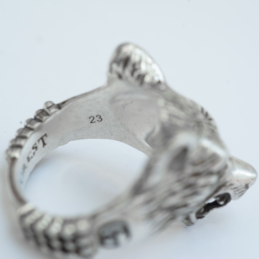 GUCCI Men's Anger Forest Sterling Silver Wolf Ring Size 10.25 (23