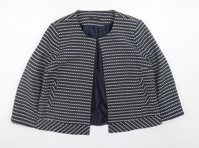 Dunnes Damen blau geometrisches Muster mittellange offene Jacke Größe 20