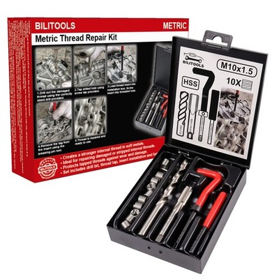 M10x1.5 Metric Thread Helicoil Repair Kit HSS Drill Insert Hand Tool