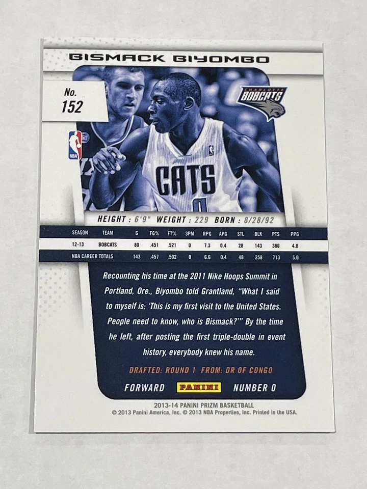 2013-14 Panini Prizm Basketball #152 - Bismack Biyombo - Charlotte Bobcats - Image 2 of 2