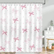 Pink Bow Shower Curtain Bow Polka Dots Bathroom Shower Curtain Cute Pink Bows Ae