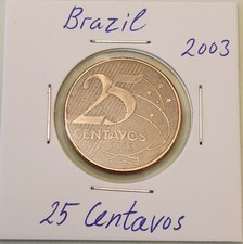 Brazil coin, 25 Centavos,  2003
