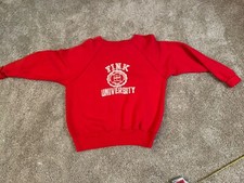 Vintage Fink University Rat Rod Sweatshirt 1960s Red Rockabilly
