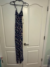 Brand New Juniors' Floral-Print Ruched-Front Jumpsuit XS