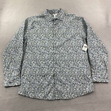 Bar lll Shirt Mens Large Blue Button Up Slim Fit Floral Stretch Comfort Casual