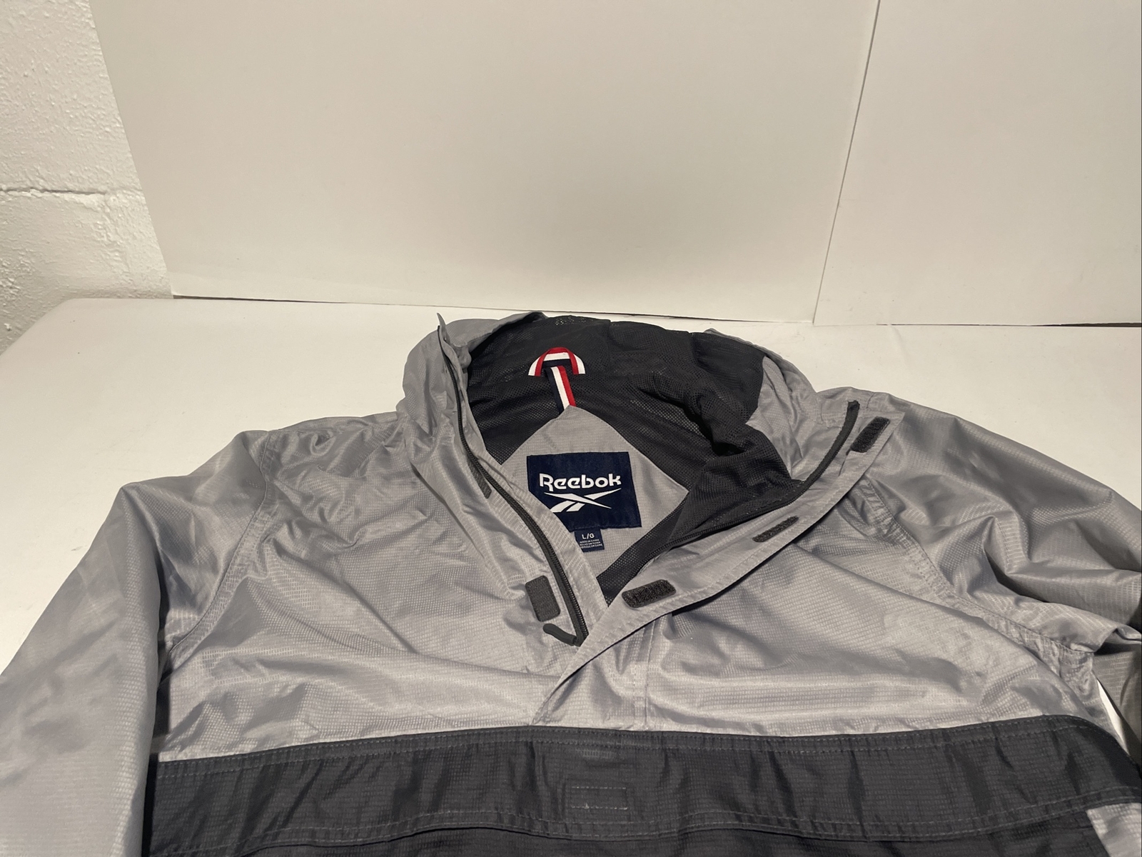 Reebok Windbreaker Pullover 1/4 Zip Lightweight Hooded Jacket Golf Gray Large thumbnail 20