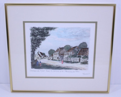 Fasano Etching Signed VTG Framed Matted Rare Art Barbizon Maison De Millet Color