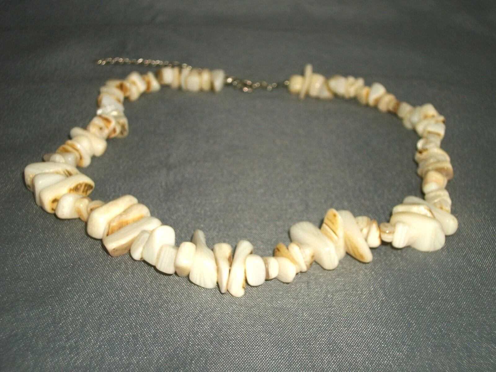 OFF WHITE Girocollo donna lungo 16" + prolunga 3 5" bianco sporco perline plastica lungo fino a 3 4"