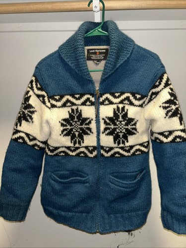 Lost Horizon Blue Wool “Jorunn Nordic Cardigan” XXS Womens Vintage