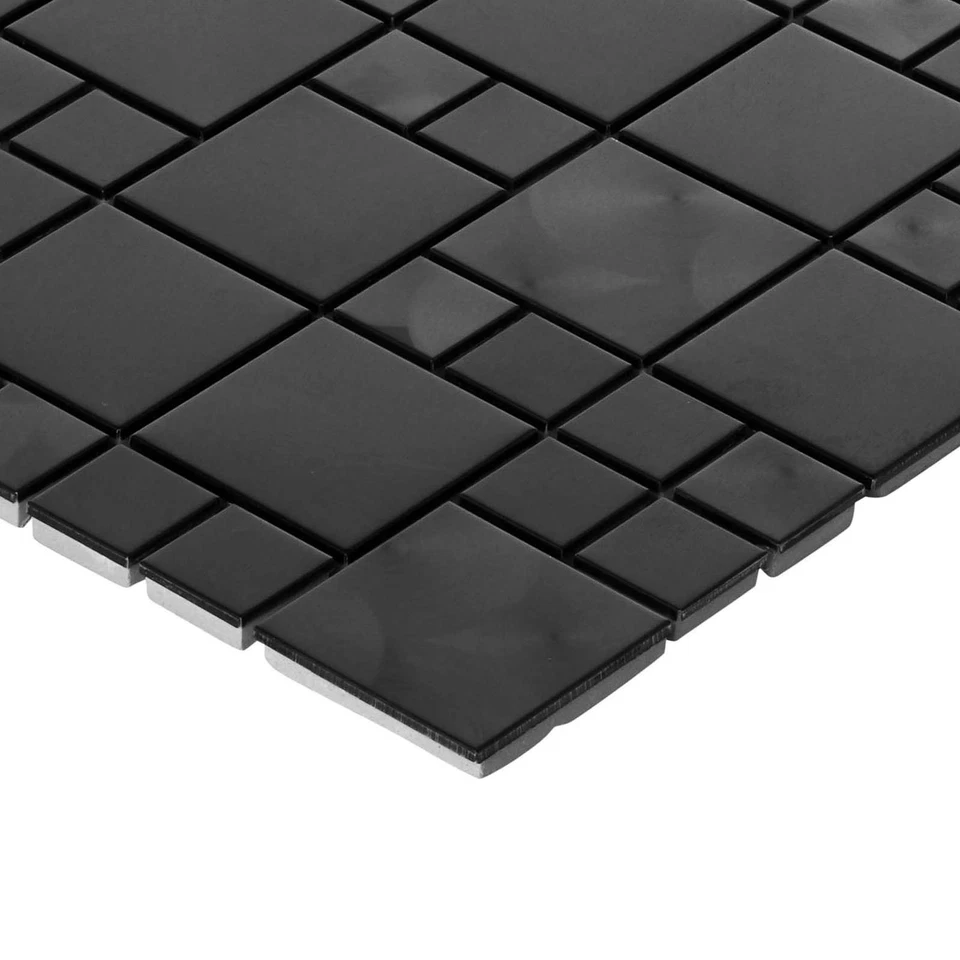 Black Brushed Stainless Steel Metallic Black Mirror Metal Mosaic Tile Backsplash - Image 4 of 4