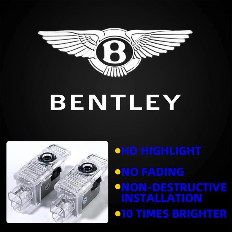 Proyecto emblema puerta luces LED coche sin decoloración 2 piezas para Bentley GT/GTC Bentayga Foto 3 de 4