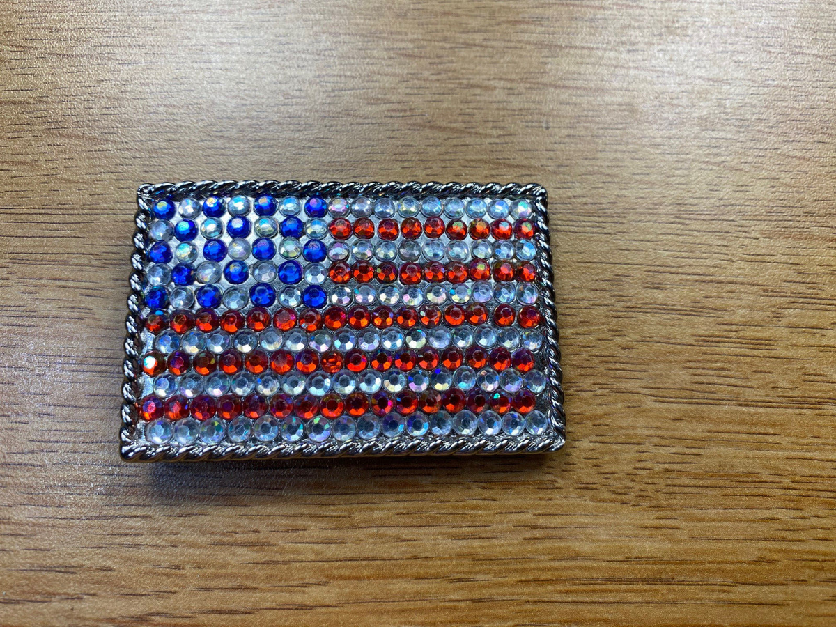 Rhinestone Jeweled American Flag Belt Buckle | eBay