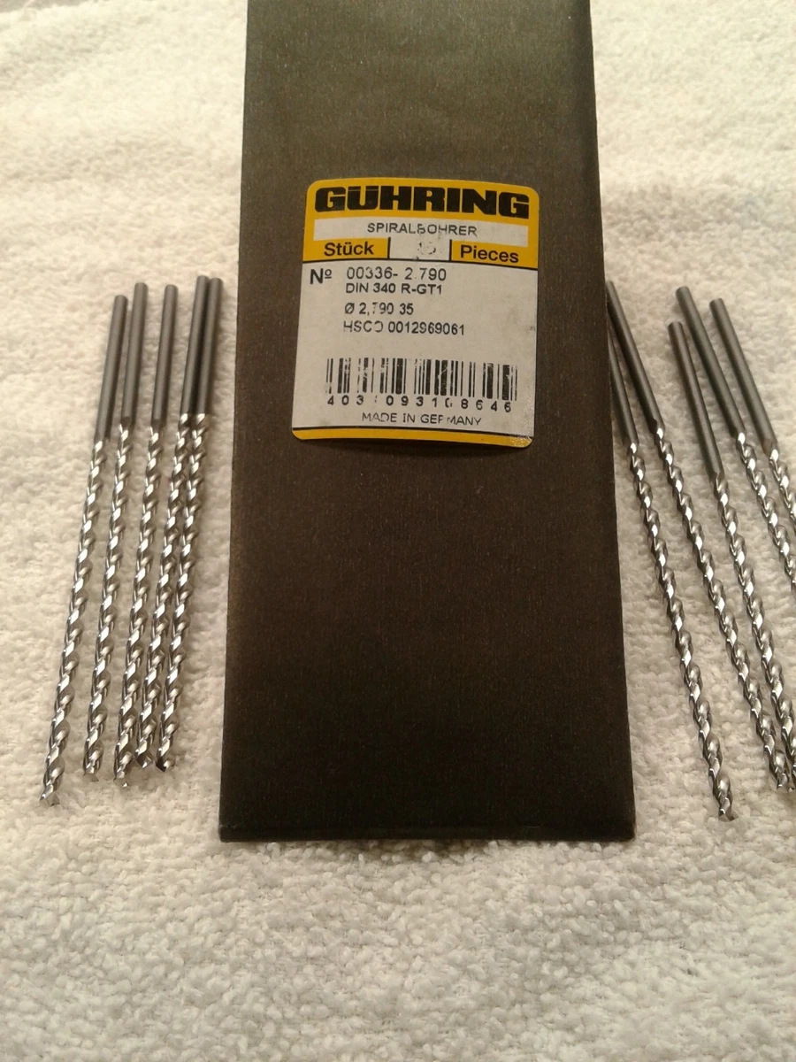 Guhring Spiralbohrer 336 Series 2.790 MM HSCO Drill Bits pkg of 10