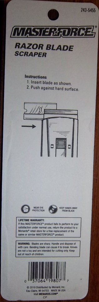 MasterForce Razor Blade Scraper- 1 scraper, 5 blades Lifetime Warranty ...