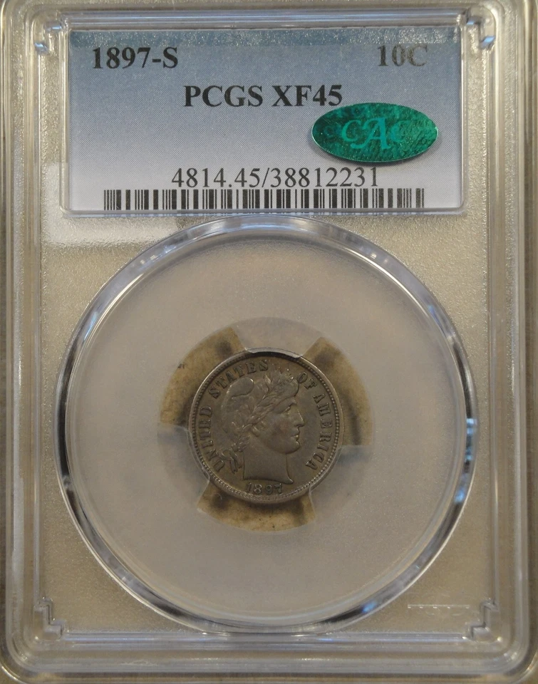 1897-S Barber Dime 10c PCGS Certified XF45 CAC - Image 3 of 4