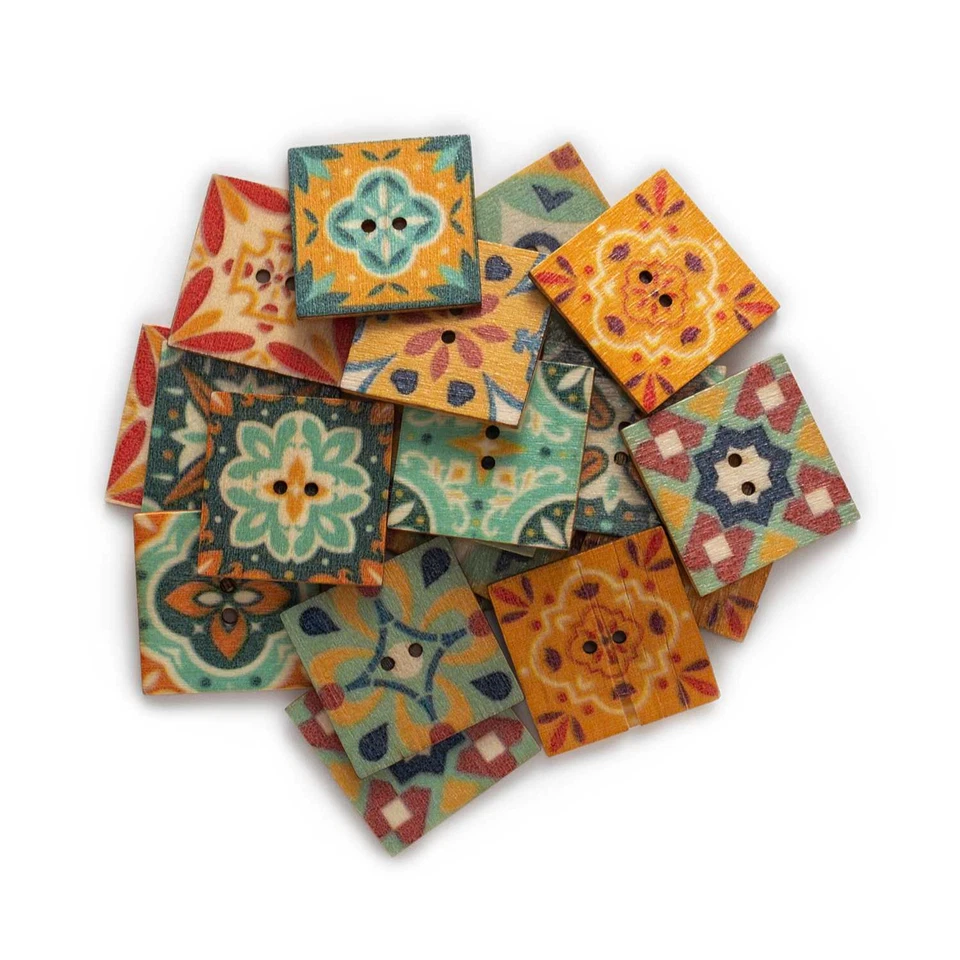 Vintage-inspired Wooden Buttons Sewing, Scrapbooking, and Craft Decor Set of 30 - Image 4 of 4