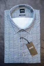 Hugo Boss Men's Lukas Regular Fit Dark Blue Plaid Soft Cotton Business Shirt XL