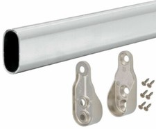 Wardrobe Rail Chrome Hanging Oval Rail All Sizes + Free End Supports & Screw