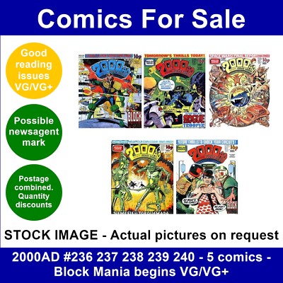 2000AD #236 237 238 239 240 - 5 comics - Block Mania begins VG/VG+