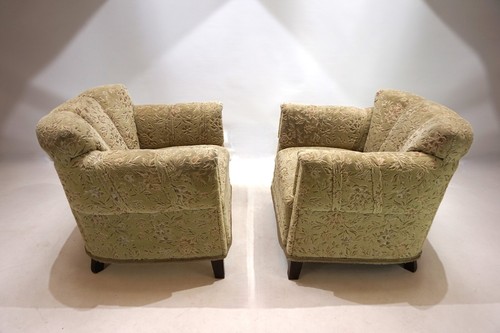 Art Deco 2er Set Jacquard Samtstoff Loungesessel, 1930 - Bild 8 von 24