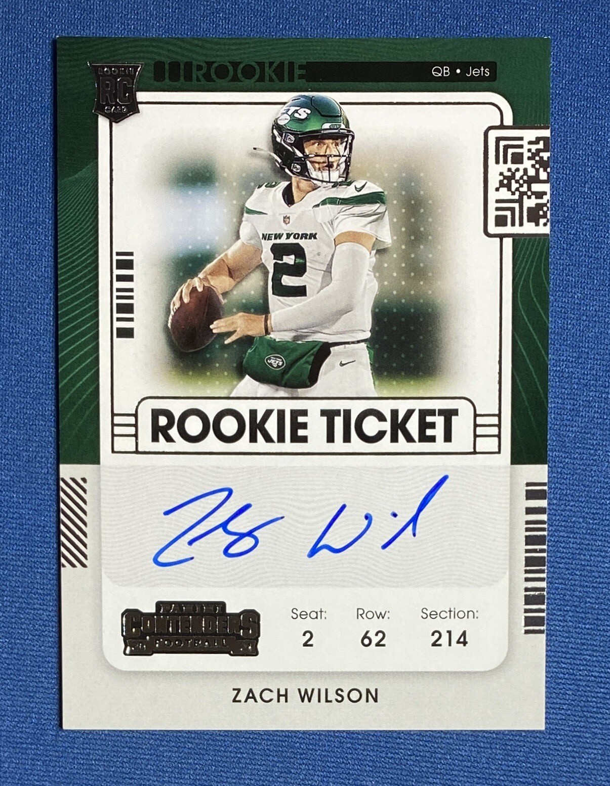 2021 Panini Contenders Zach Wilson Variation SP Rookie Ticket Auto RC Jets #102