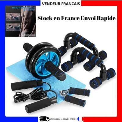 Appareil de Fitness 5 en 1 Roue Abdominale Poignée de Pompe Corde Barre Flexible - Photo 1/4