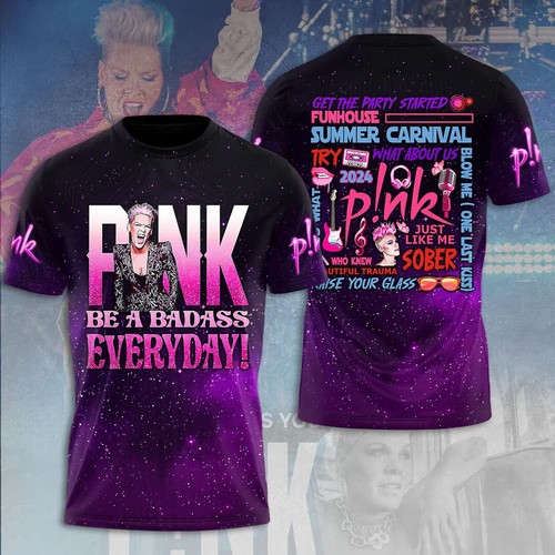 Pink Singer P!nk Summer Carnival 2024 Tour 3D TShirt for Men Women All