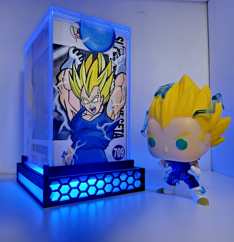 Custom LED Protector Display Case for 4" Custom Art Funko Pops OOB (w/Protector)