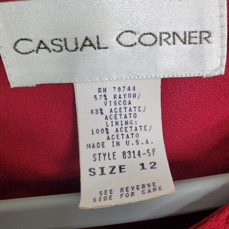 Casual Corner Vintage Overcoat Womens 12 Longline Red Retro Covered Buttons - Image 4 of 4