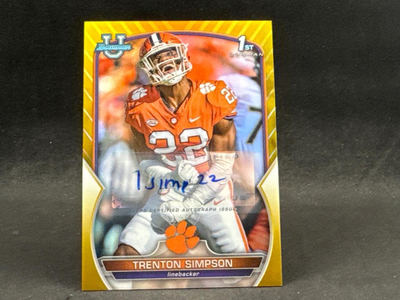 2022 BOWMAN CHROME U TRENTON SIMPSON #45 1ST GOLD REFRACTOR AUTO 12/50 RAVENS RC