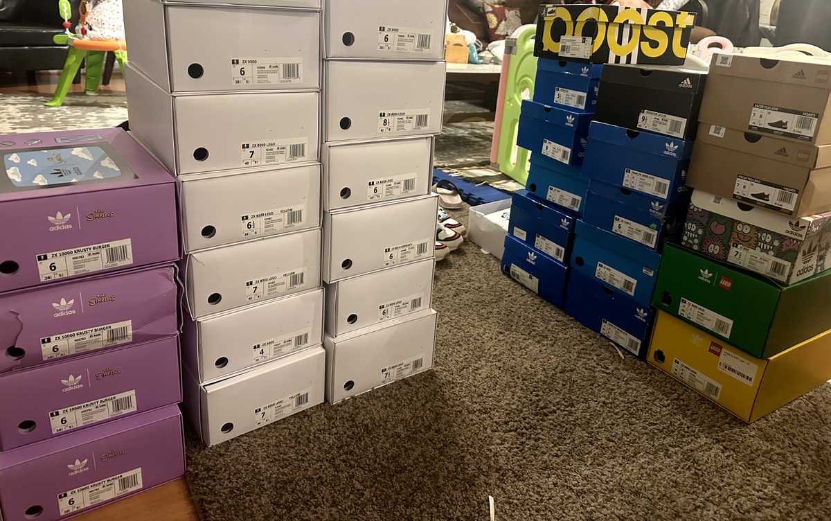 Adidas Empty Shoe Box Sneaker Shoe Storage Logo Blue White *BOX