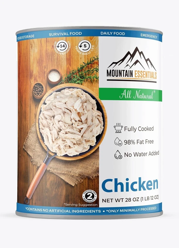 Pollo totalmente cocido totalmente natural MOUNTAIN ESSENTIALS 28 oz, paquete de 12 alimentos Foto 2 de 4