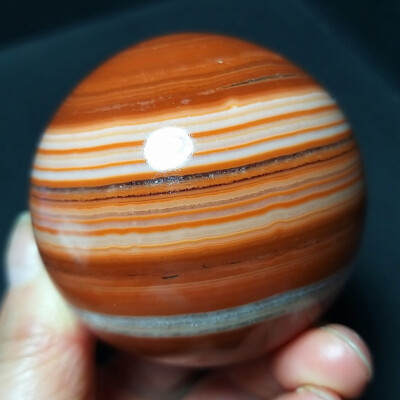 TOP 275.5G Natural Polished Stripes Agate Crystal Sphere Ball Healing C334