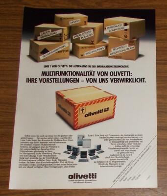 Rare Advertising OLIVETTI L1 LINE 1 Personal Computer - Network 1984