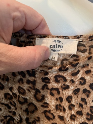 ENTRO Animal Print Tiered Dress MIDI Size M High Low - Picture 3 of 12
