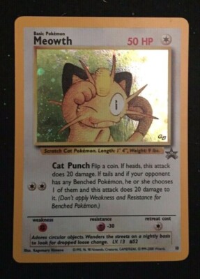 Rare Meowth Holo Pokemon Card Promo Black Star #10 Game Boy Rare Meowth Holo Pokemon Card Promo Black Star #10 Game Boy