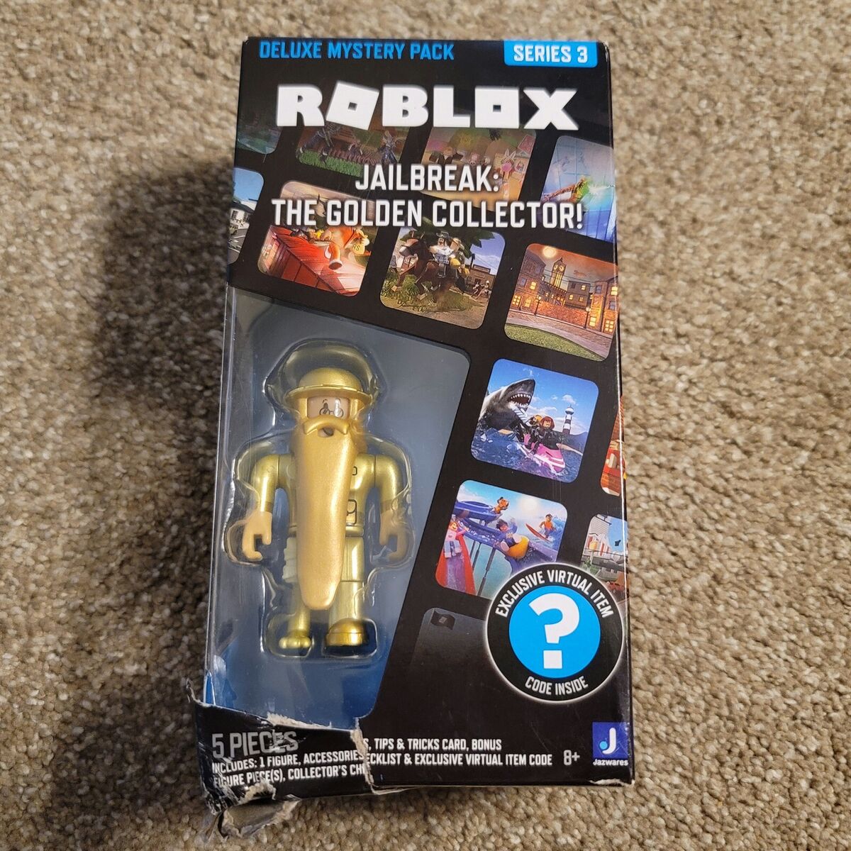 Roblox Deluxe Mystery Pack Code Series 3 JAILBREAK THE GOLDEN COLLECTOR W/  CODE