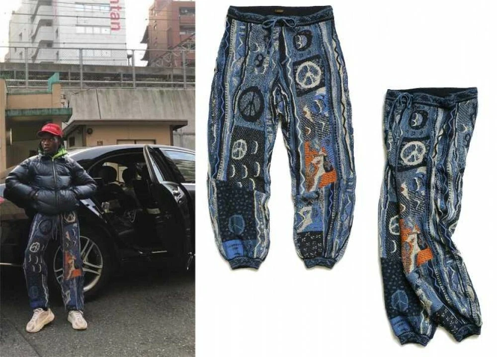 Kapital Men's Knit Pants 7G BORO GAUDY Navy Fast Shipping From