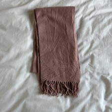 Moschino Blush Pink 100% Extrafine Merino Wool  Tasseled Knit Scarf