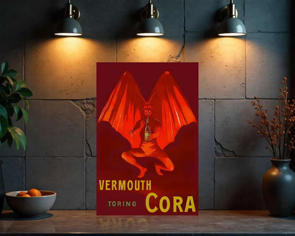Vermouth Cora Red Devil & Bottle from Torino  Heavy Metal Sign – 24"x16" (60x40 - Image 2 of 4