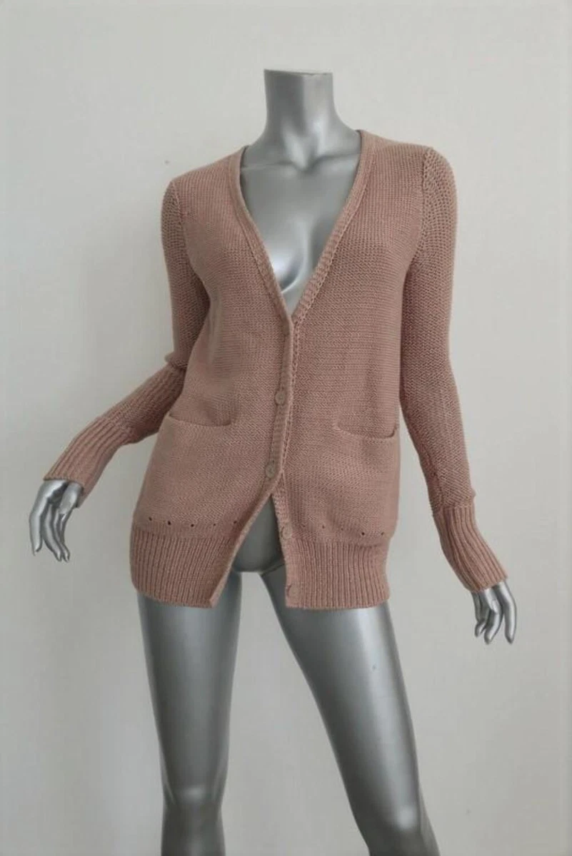 T by Alexander Wang Cardigan Tan Cotton Knit Size Small V Neck