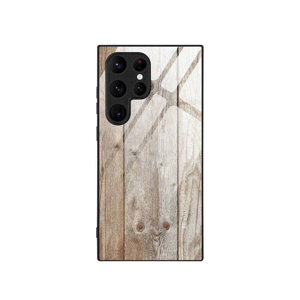 Funda delgada de vidrio templado de grano ultra madera para Galaxy S10 S20 S21 S22+ S23 FE S24 Foto 4 de 4