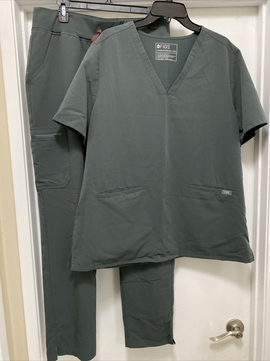 Figs Scrub Top & Bottom Set Cargo Technical Collection Unisex Jade
