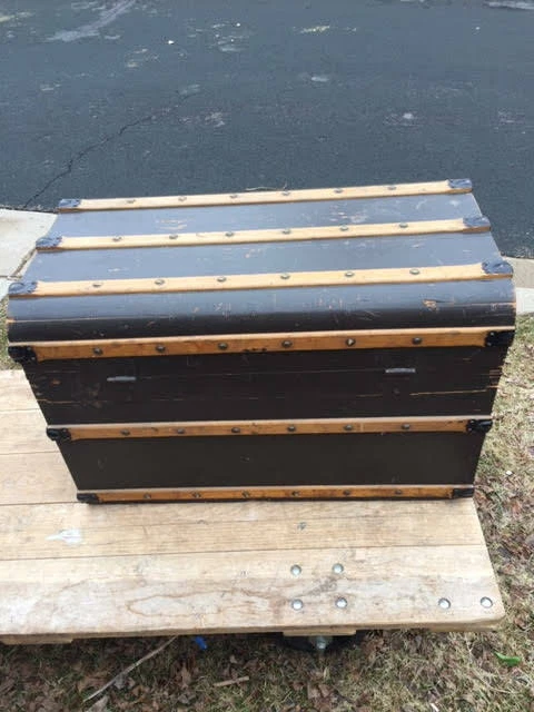 Mesa de centro antiga plana baú vaporizador mesa final - Imagem 2 de 4