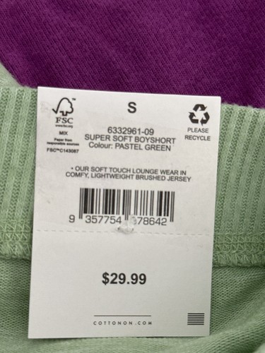 NWT! Lot of 2 COTTON ON Body Women's Sz S Super Soft Boyshorts Green Purple - Picture 4 of 8