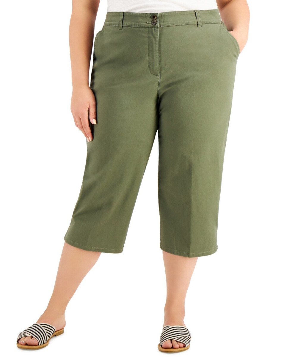 salsation★ Capri Pants★サイズM★ダークグリーン LX089/ Karen Scott Plus Size Comfort-Waist Capri Pants Witer Moss