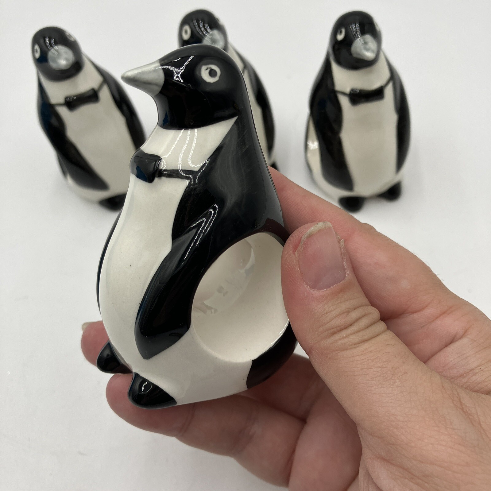 Ron Gordon Penguins Napkin Holders VTG Christmas Home Decor Holiday - 4 In Set
