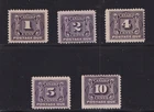 Canada Stamps #J1-5 Mint Never Hinged